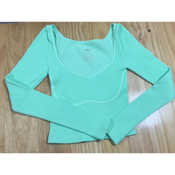 Free‎ People NWOT Intimately Long Sleeve Cami-Size XS/S Lime Green - Picture 1 of 4